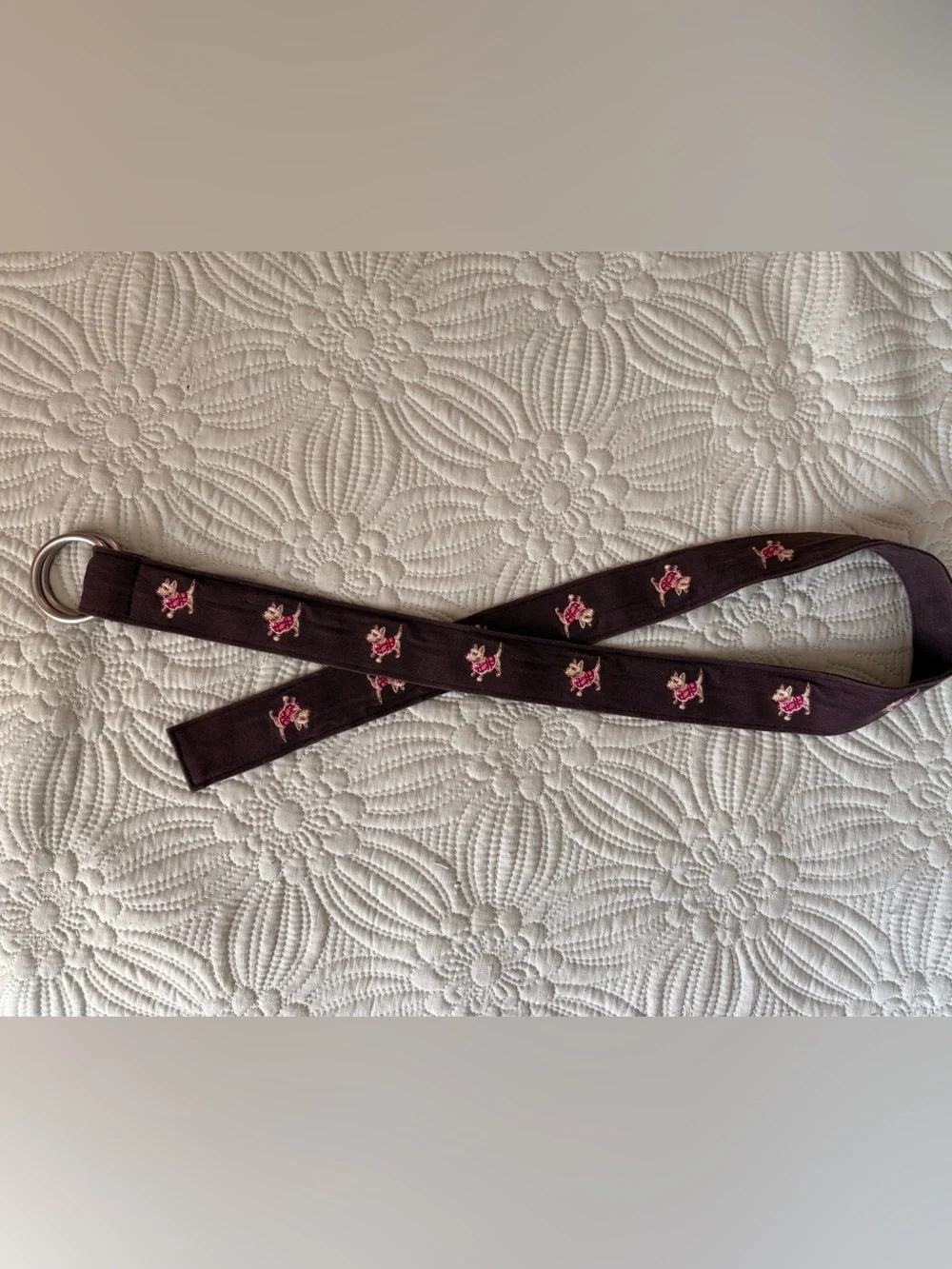 J. Crew Vintage Y2K Brown Cotton Terrier Loop Buckle Belt - Picture 2 of 5